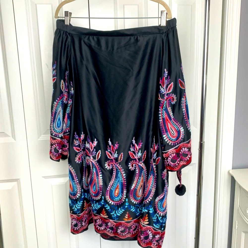 NICOLE MILLER Black Embroidered Dress